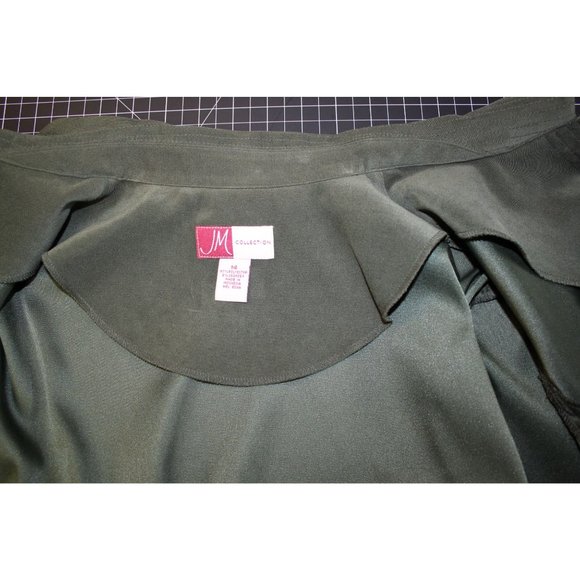 JM collection Jacket and skirt suit  14 Army Green 97% Polyester & 3% Spandex - Picture 9 of 12